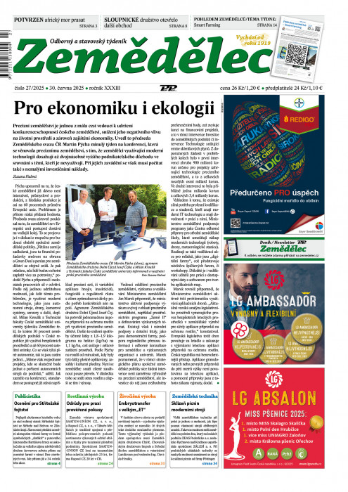Obálka časopisu Zemědělec
