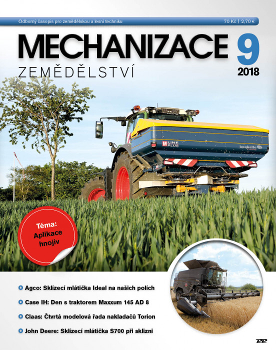 Obálka titulu Mechanizace zemědělství - vydání č. 9/2018