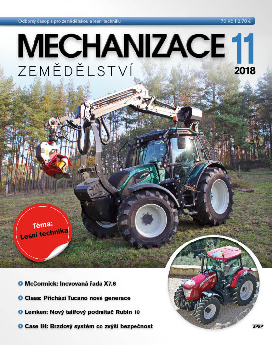 Obálka titulu Mechanizace zemědělství - vydání č. 11/2018