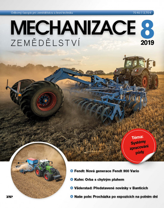 Obálka titulu Mechanizace zemědělství - vydání č. 8/2019