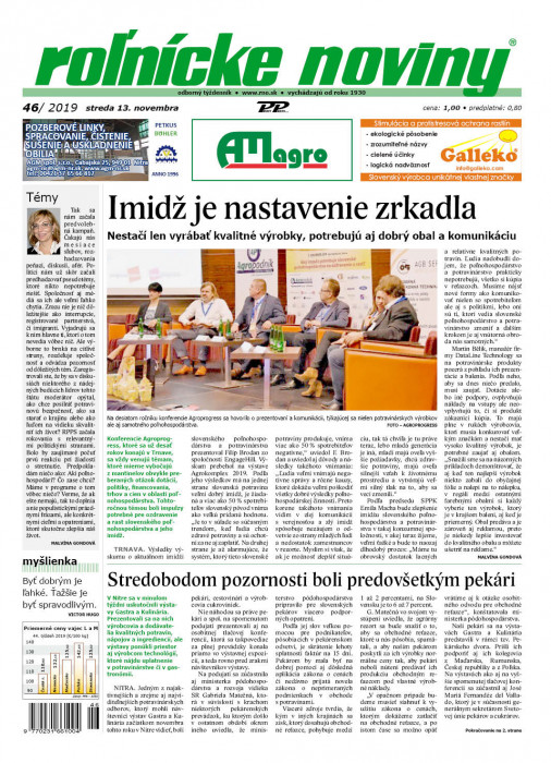 Obálka titulu Rolnické noviny - vydání č. 46/2019