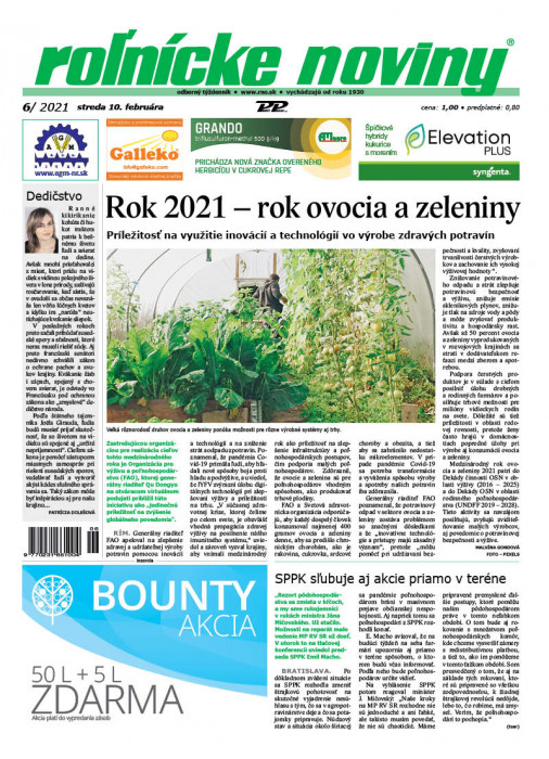 Obálka titulu Rolnické noviny - vydání č. 6/2021