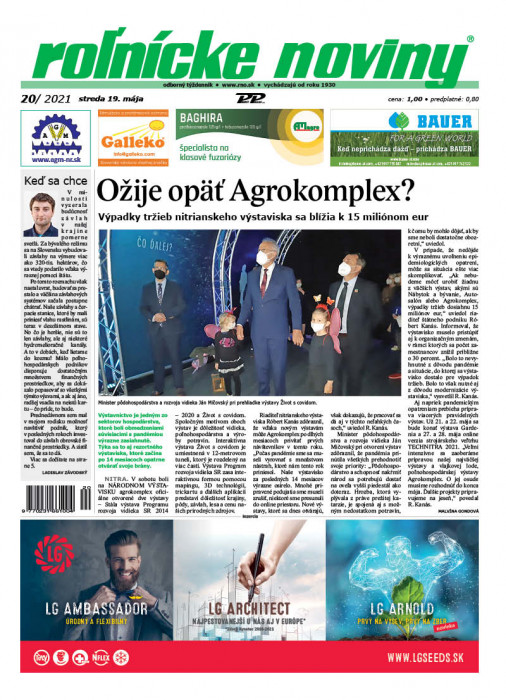 Obálka titulu Rolnické noviny - vydání č. 20/2021