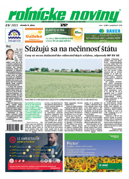 Obálka titulu Rolnické noviny - vydání č. 23/2021