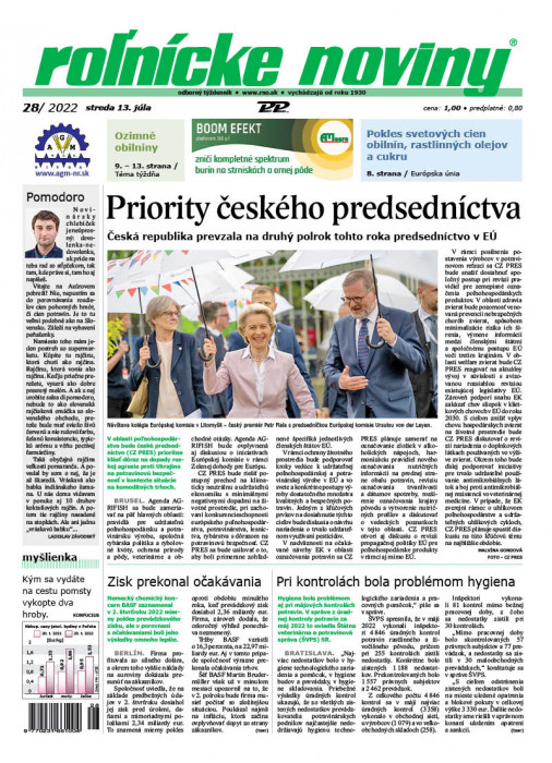 Obálka titulu Rolnické noviny - vydání č. 28/2022