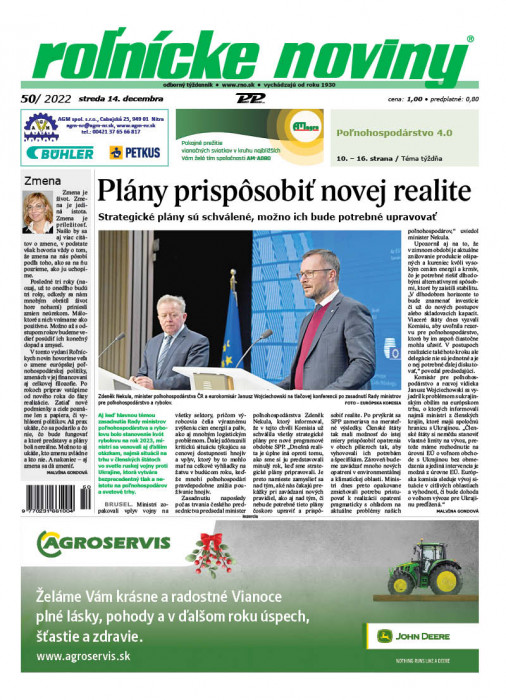 Obálka titulu Rolnické noviny - vydání č. 50/2022