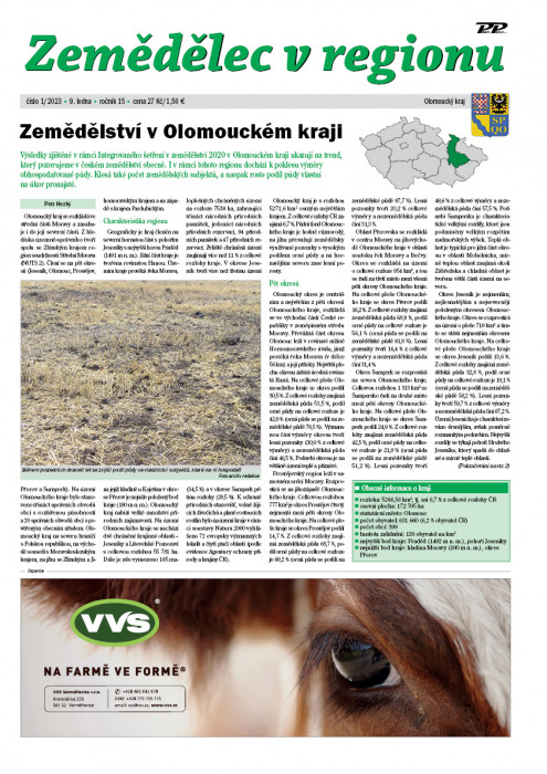 Obálka titulu Zemědělec v regionu - vydání č. 1/2023