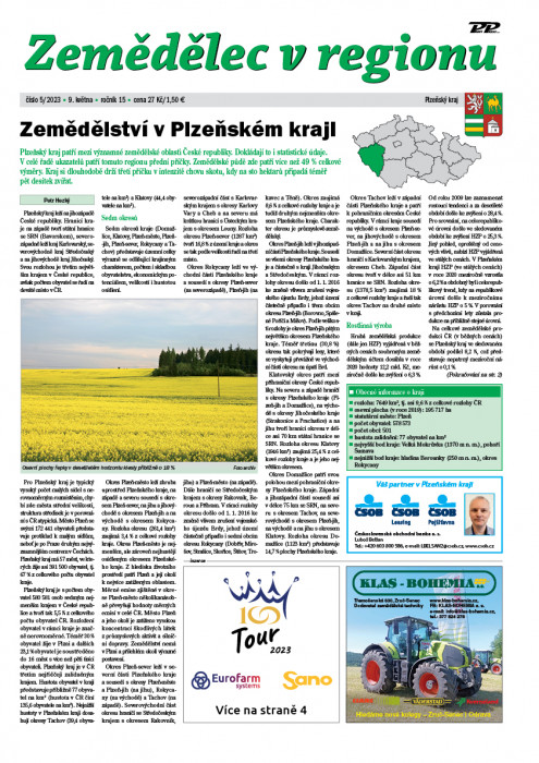 Obálka titulu Zemědělec v regionu - vydání č. 5/2023