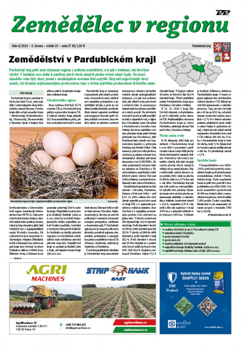 Obálka titulu Zemědělec v regionu - vydání č. 6/2023