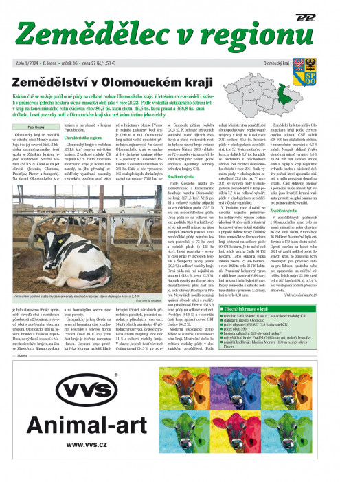 Obálka titulu Zemědělec v regionu - vydání č. 1/2024