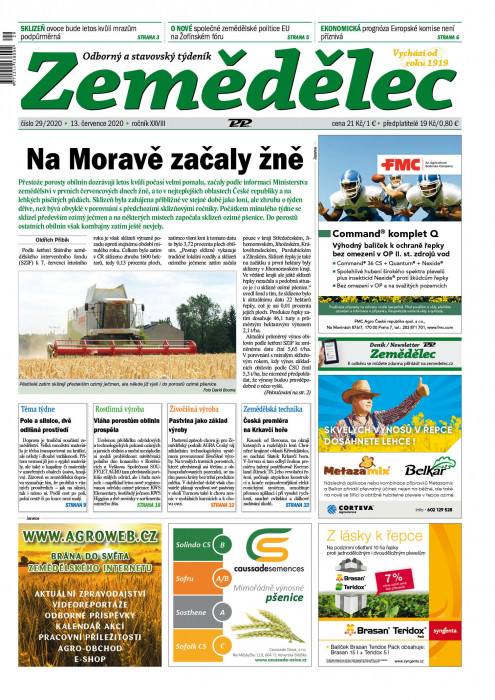 Obálka titulu Zemědělec - vydání č. 29/2020