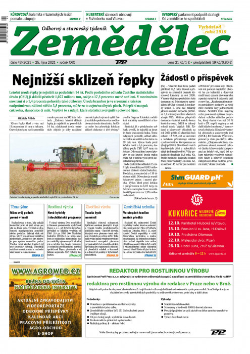Obálka titulu Zemědělec - vydání č. 43/2021