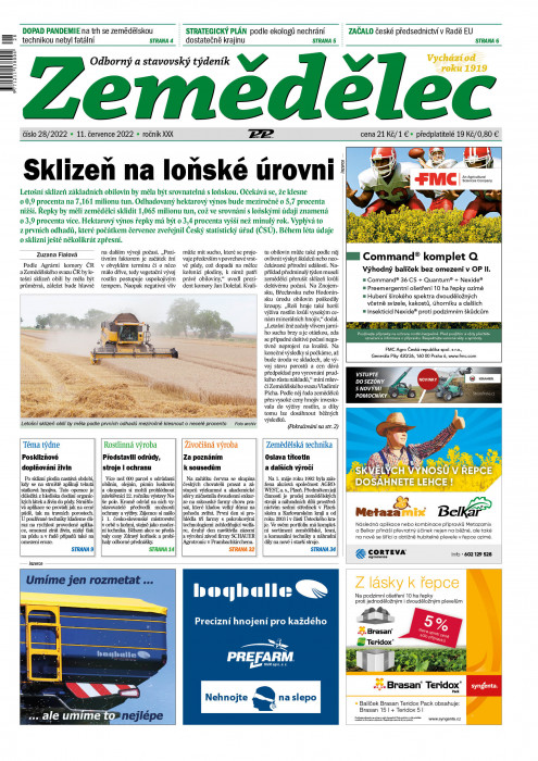 Obálka titulu Zemědělec - vydání č. 28/2022
